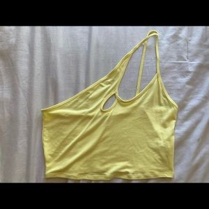 Yellow Over The Shoulder PacSun Cropped Tank Top